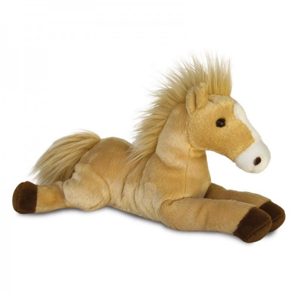 Peluche cheval marron  couché 30 cm