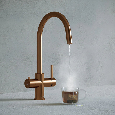 Hanstrom 3-in-1 Swan Instant Boiling Water Tap with Boiler & Filter - Brushed Copper