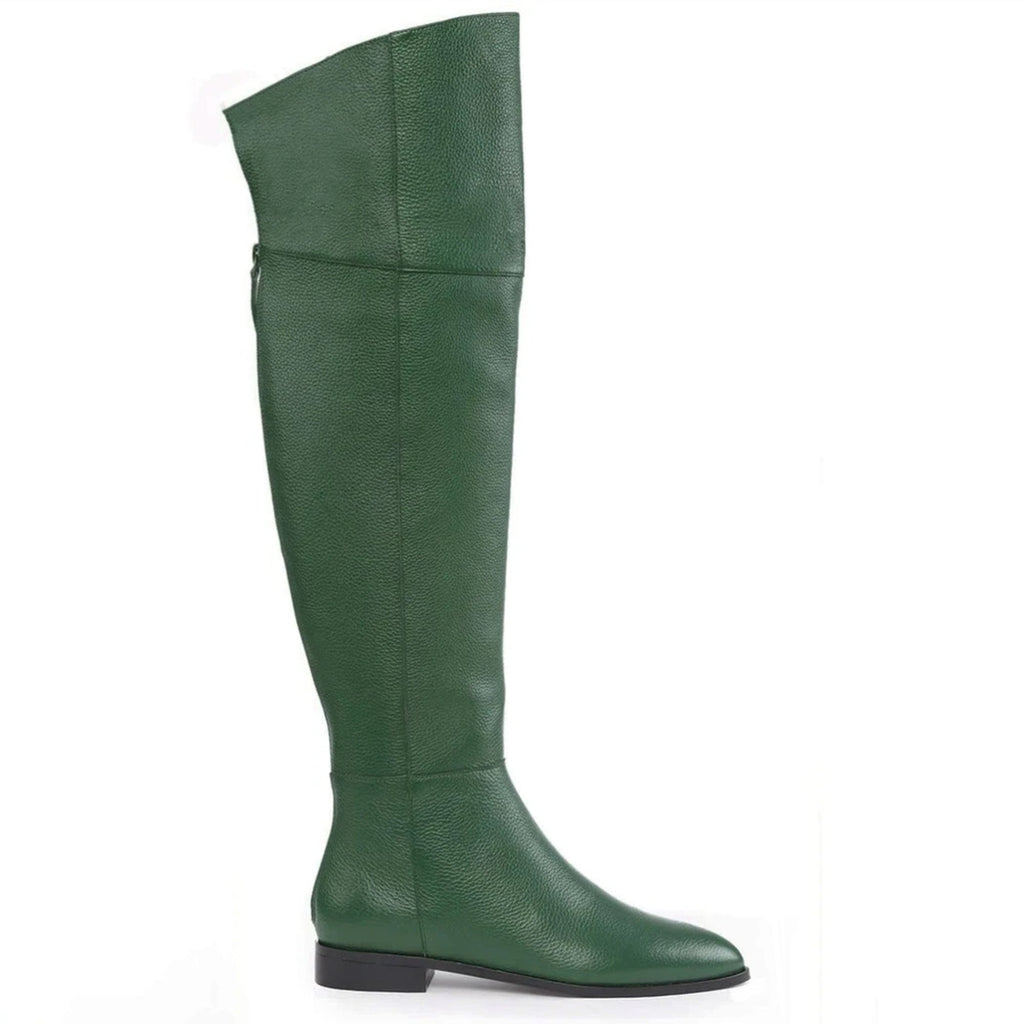 green leather riding boots