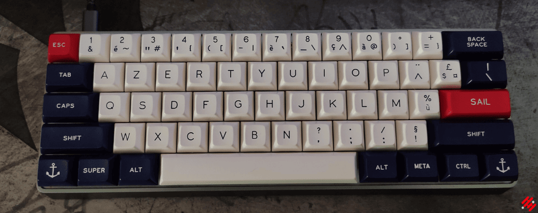 My pok3r ISO azerty, with custom cable :)