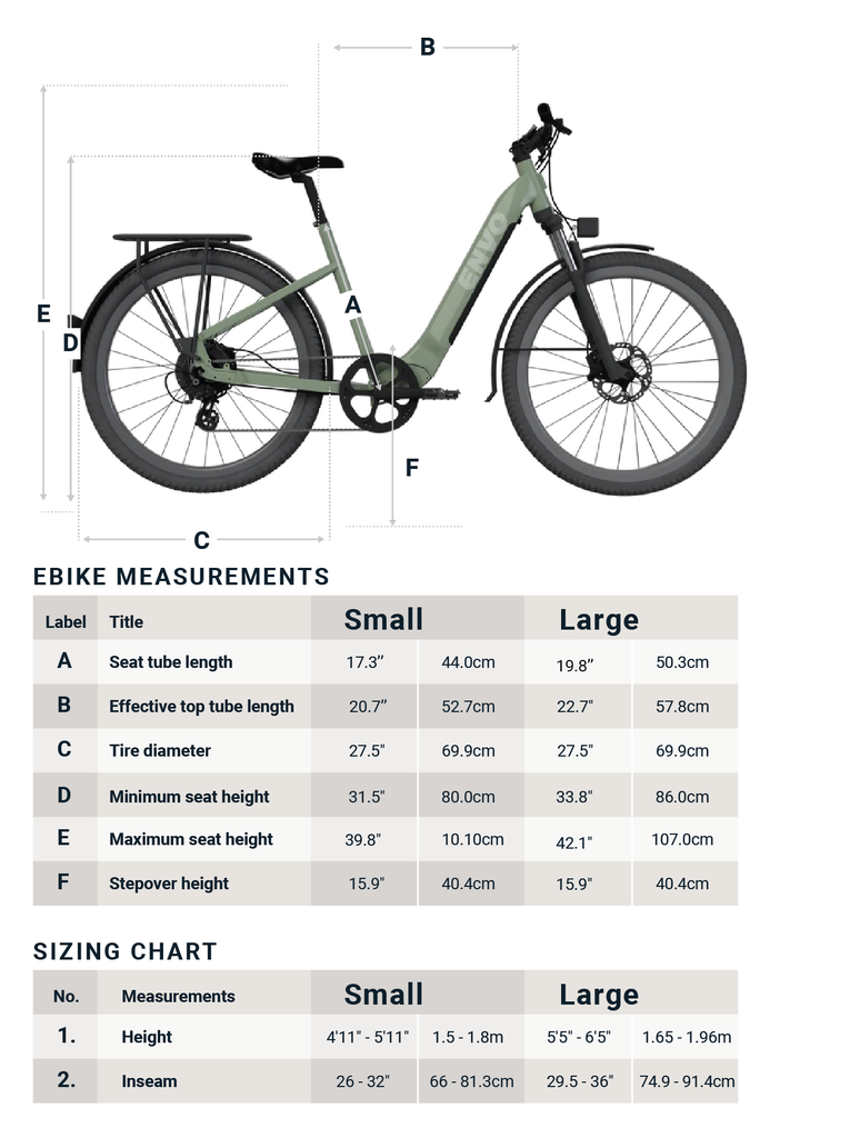 Tableau des tailles ENVO D50 Petit = 4'11'' - 5'11'' (1,5m - 1,8m) Grand = 5'5'' - 6'5'' (1,65m - 1,96m)