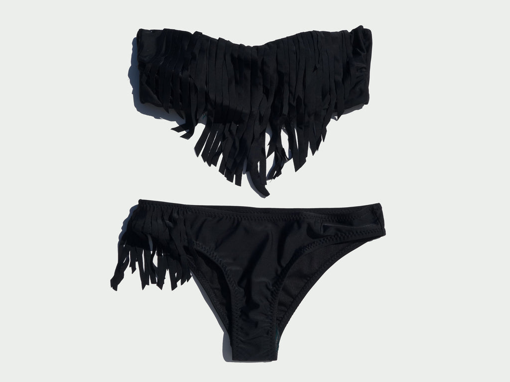 black fringe bikini