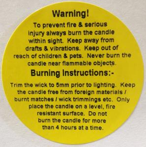 Candle Warning Labels