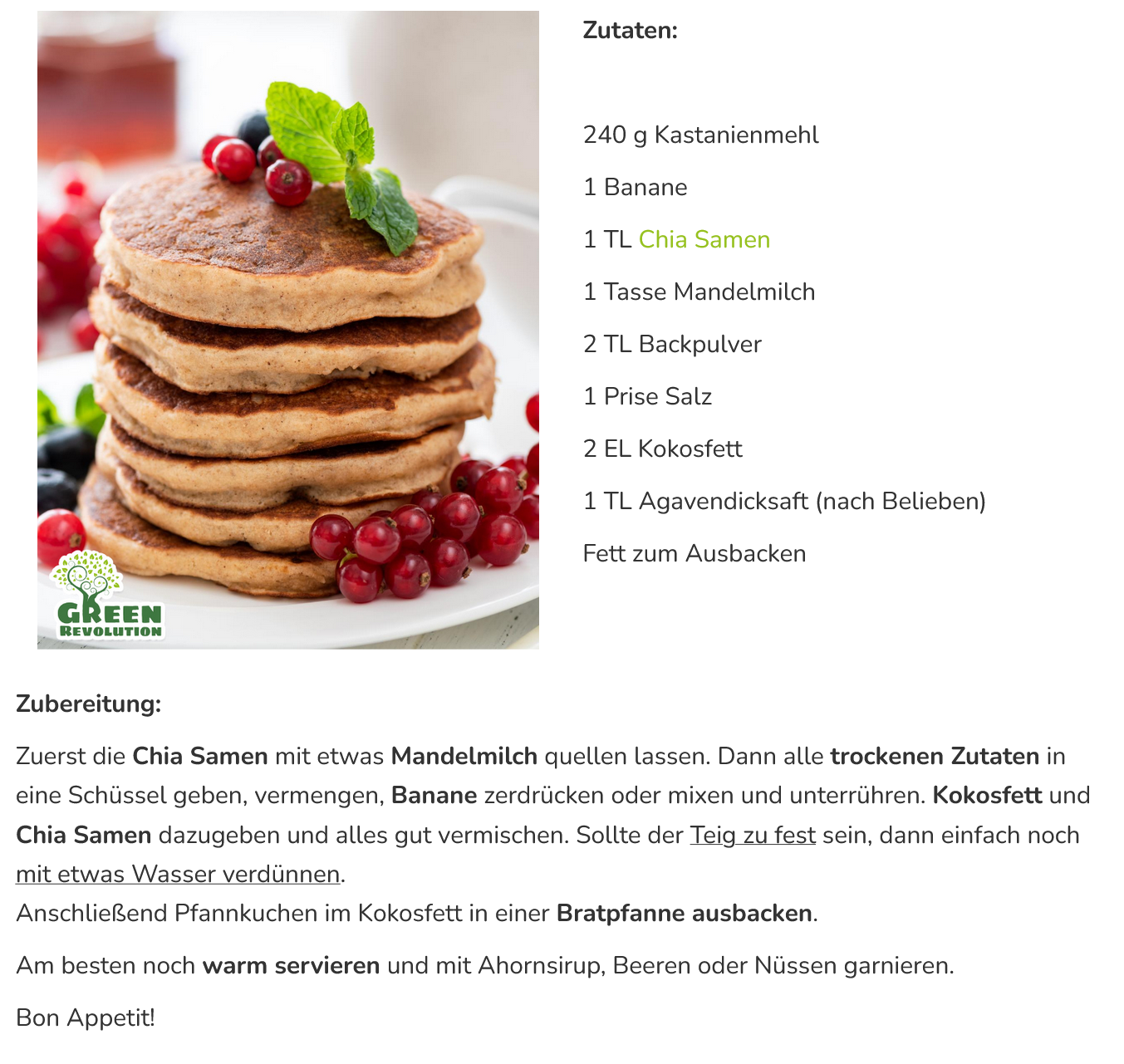 Rezept Vegane, glutenfreie Kastanien - Pancakes