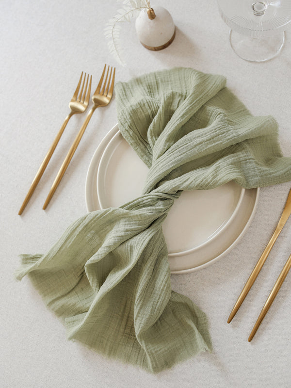 Sage Green Cotton Gauze Napkin Set – Emma's Attic Studio