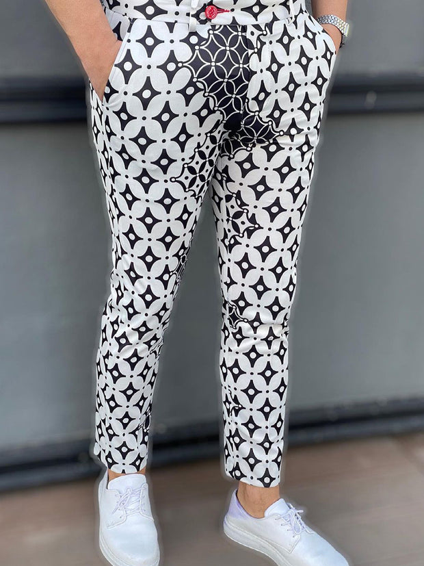 Men's straight printed casual suit pants
