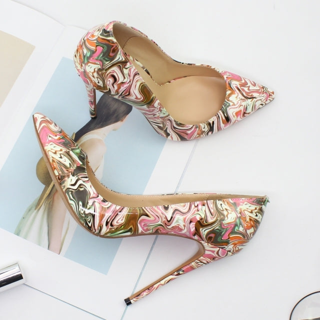 Spring Print Leather Pumps – Sansa Costa