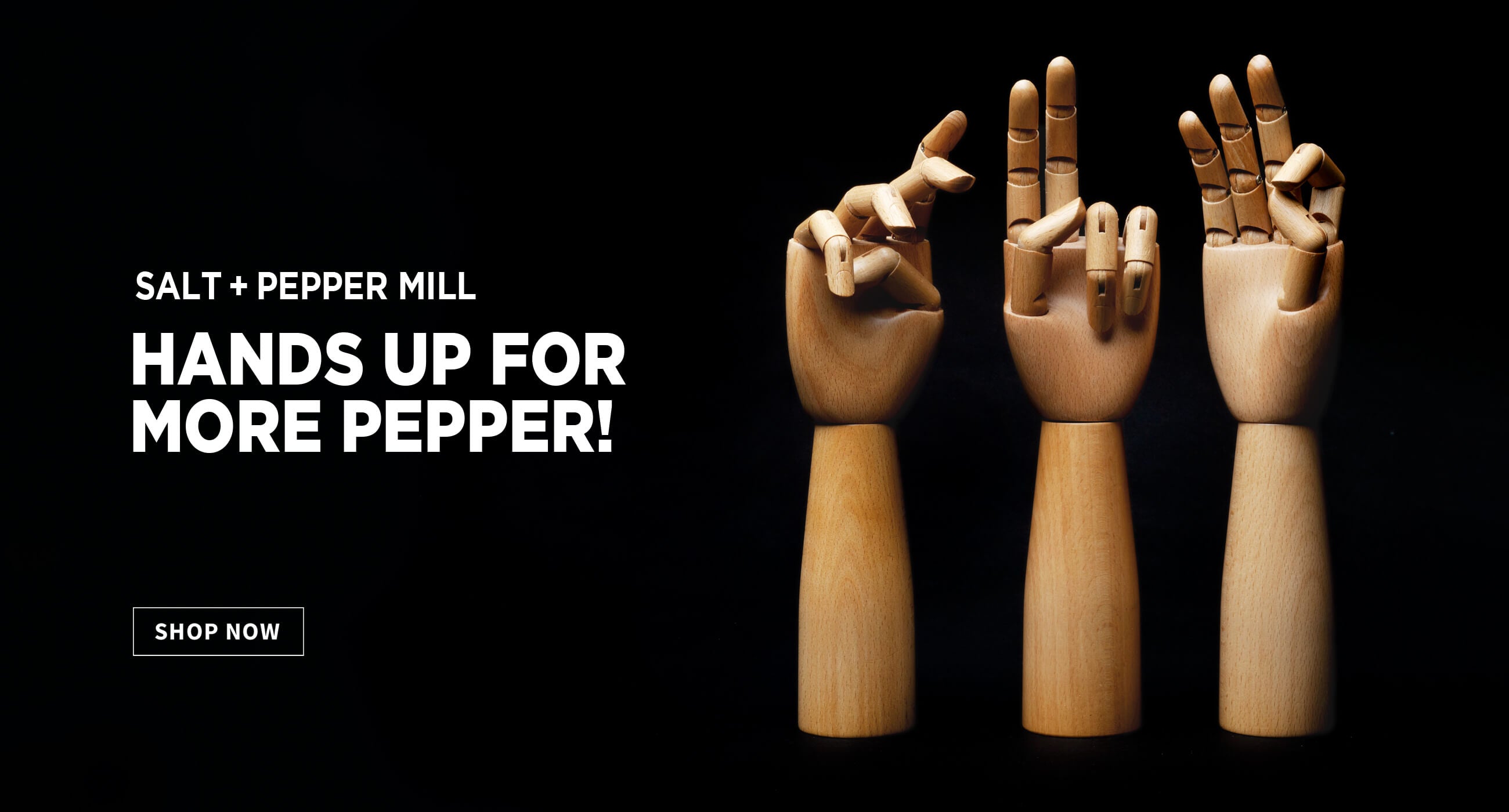 Kilo left and right handed salt and pepper mills