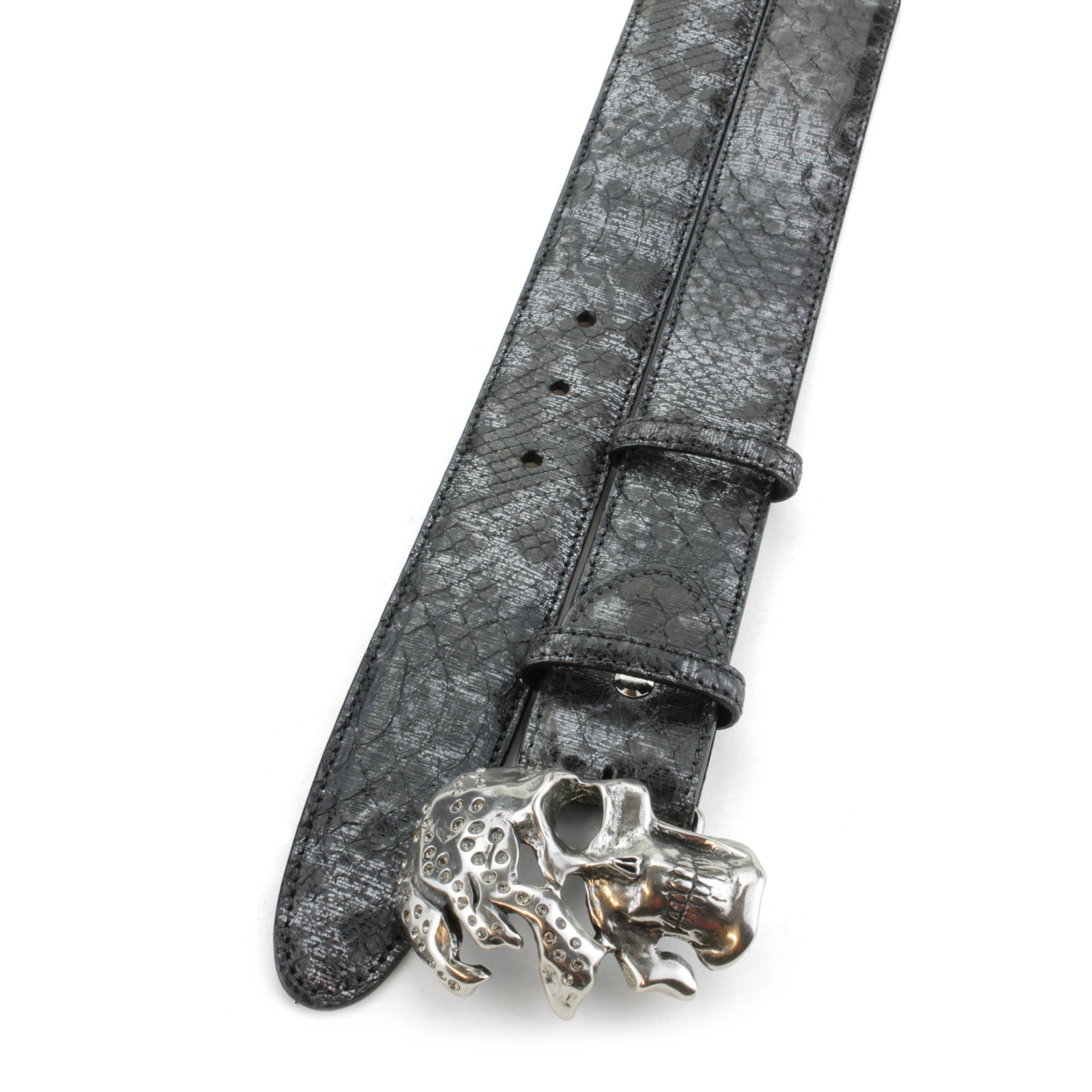 Black Death Metallic Genuine Python Skull Belt – Elliot Rhodes Ltd