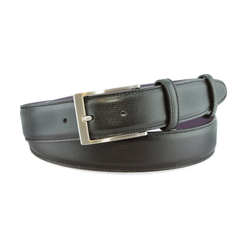 Custom Leather Belt - Life & Death Black / 38 / Brushed Silver