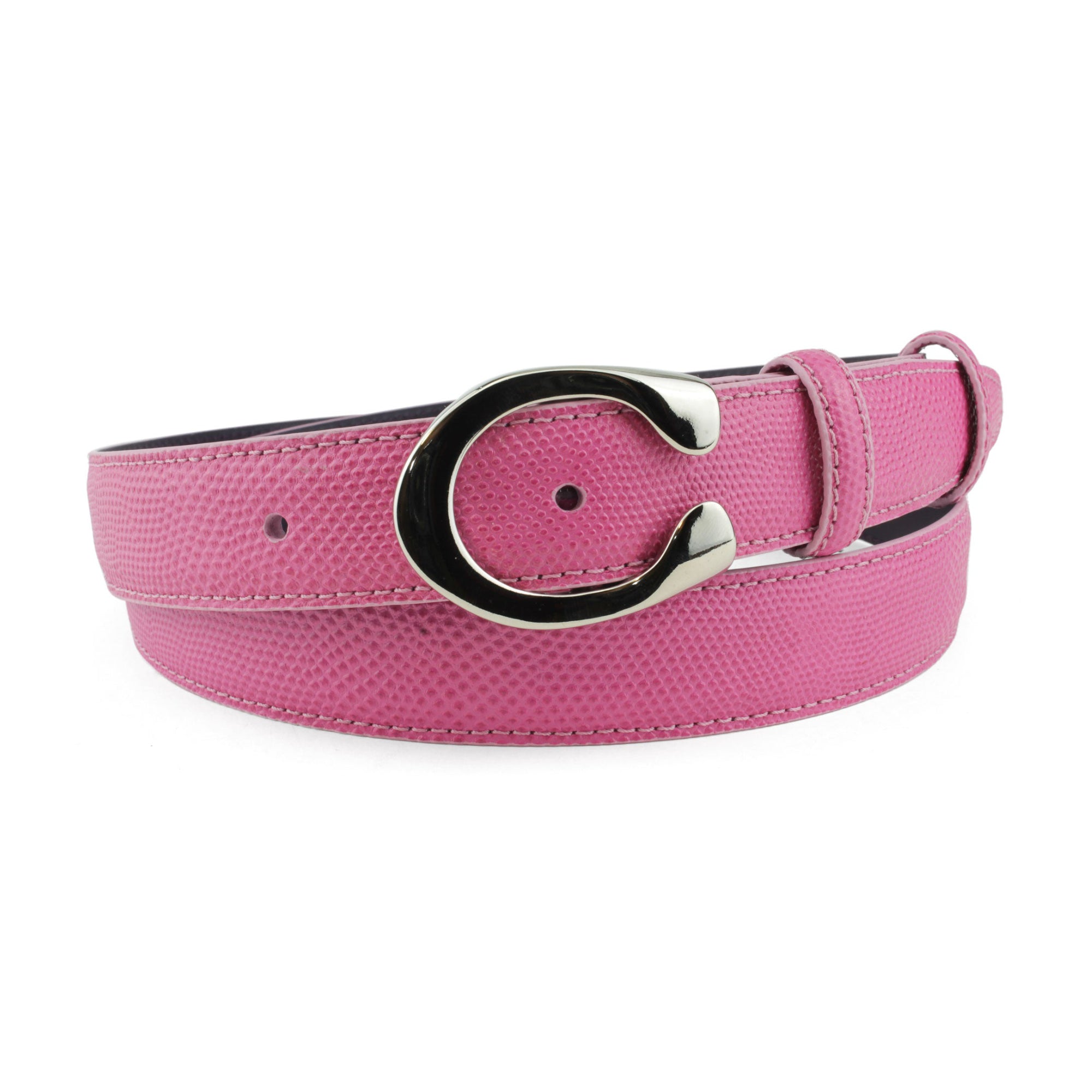 Flashdance Pink Carung Texture Narrow Flattened C Belt | Elliot Rhodes ...