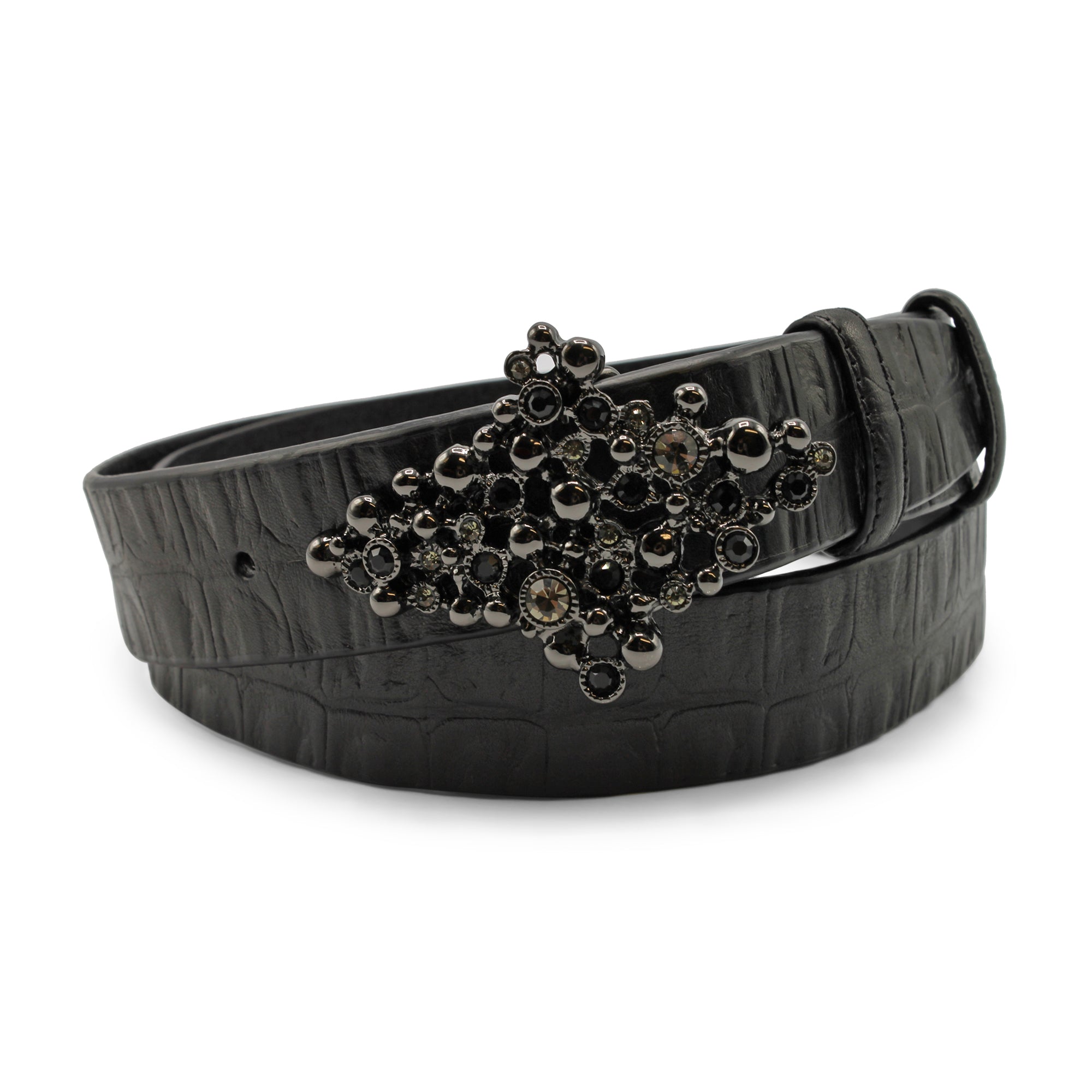 Black Supple Vintage Mock Croc Crystal Bubble Belt | Elliot Rhodes Ltd ...