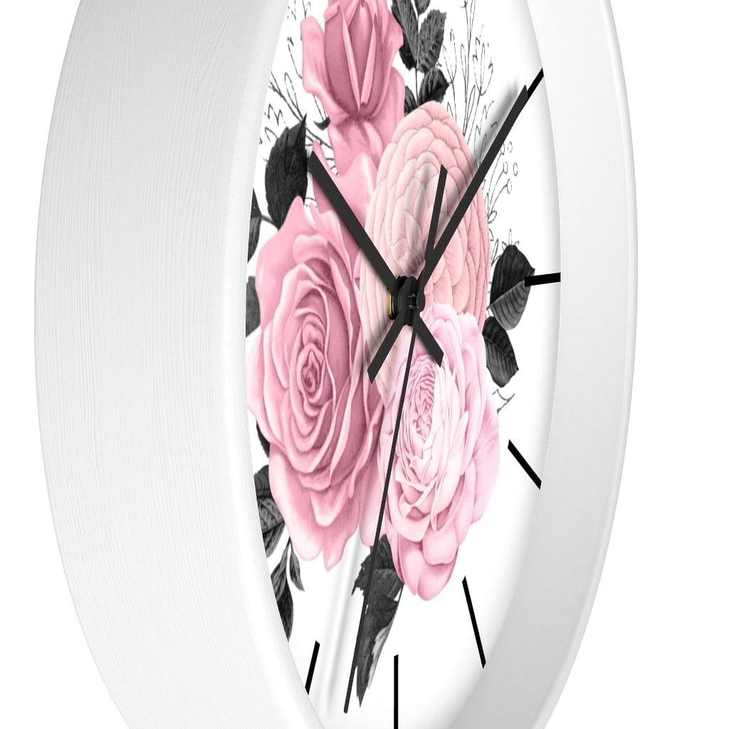Pink Peony & Roses Wall Clock Home Decor - The Office Supplies Nerd