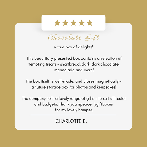 Five Star Customer Review Peace Lily Chocolate Gift