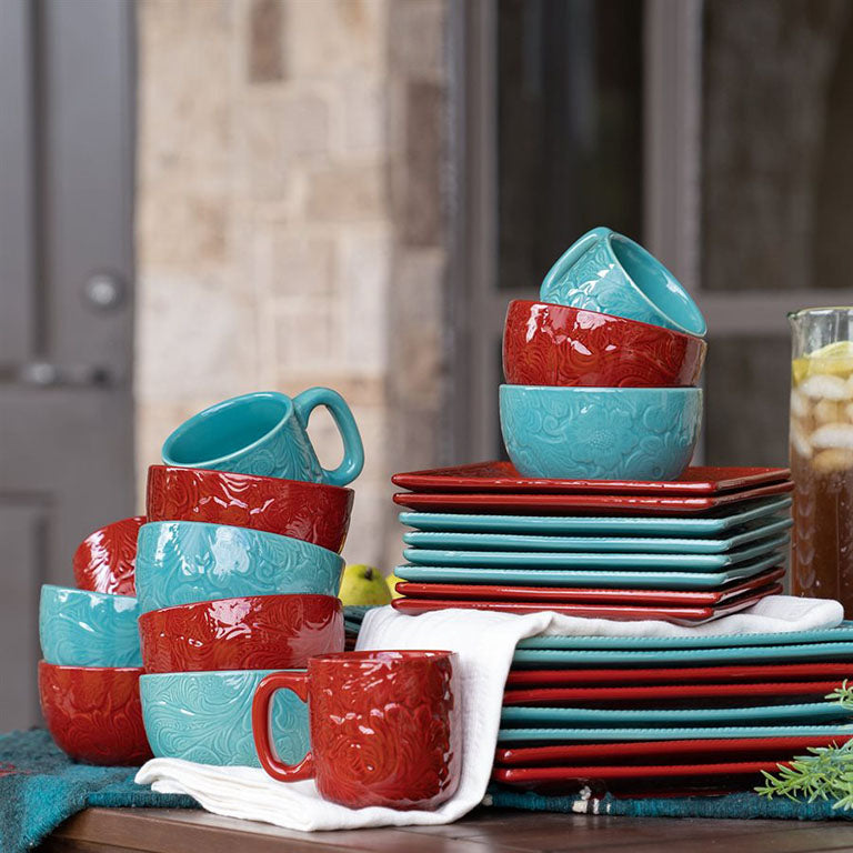 The Pioneer Woman 14-Piece TURQUOISE Cowboy Rustic Cutlery Set