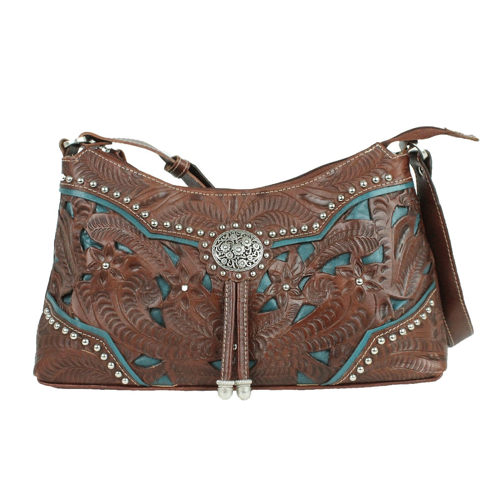 American West Purse, Tooled, Studs, Shoulder Carry --Retails $198-- – Posh  Consignment Shoppe