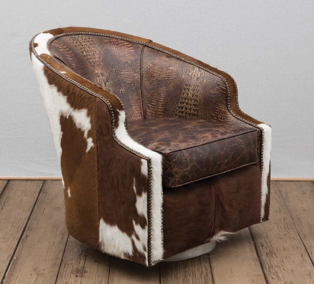 cowhide barrel chair