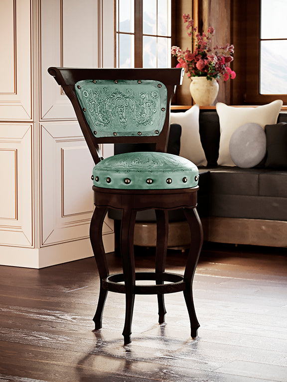 turquoise leather bar stools