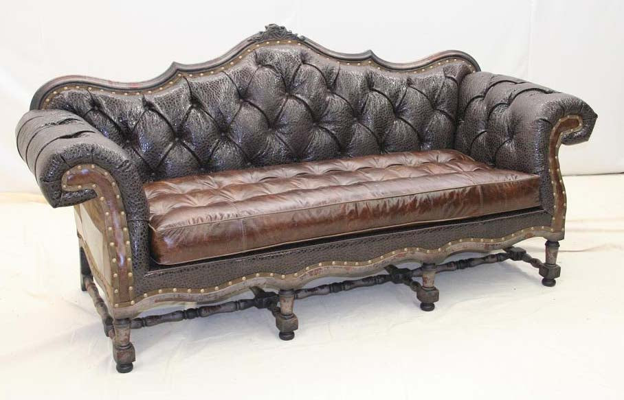 Old Hickory Tannery Blakely Leather Tufted Sofa, 89, Brown, Living Room Seating Sofas & Couches
