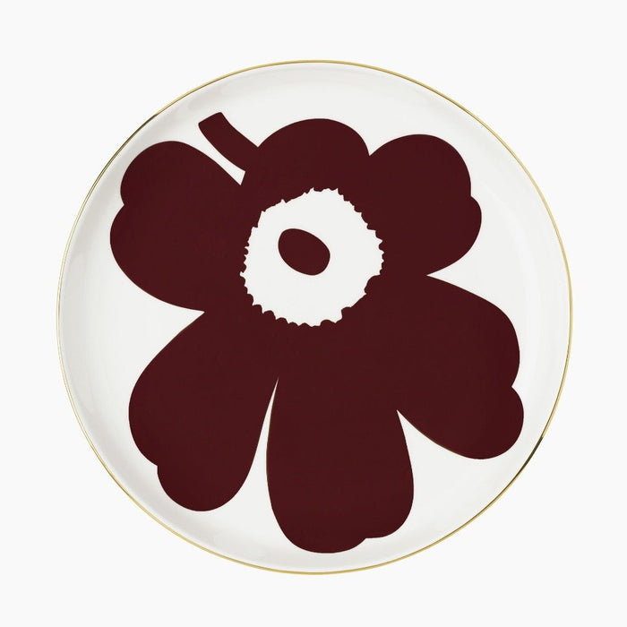 Marimekko Oiva Juhla Unikko Platter 32cm white, gold & wine red — Aito  Nordic