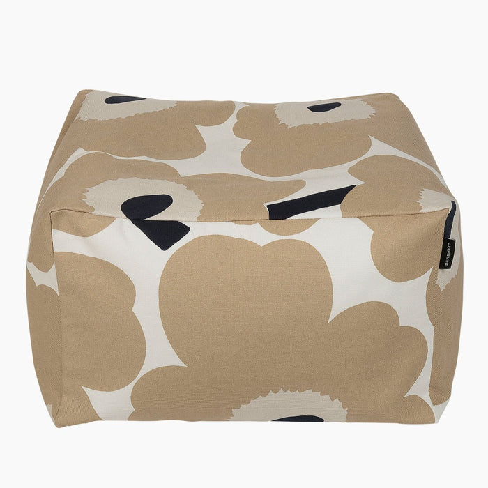 Marimekko Unikko Puffi Pouf, off white, beige & dark blue — Aito Nordic