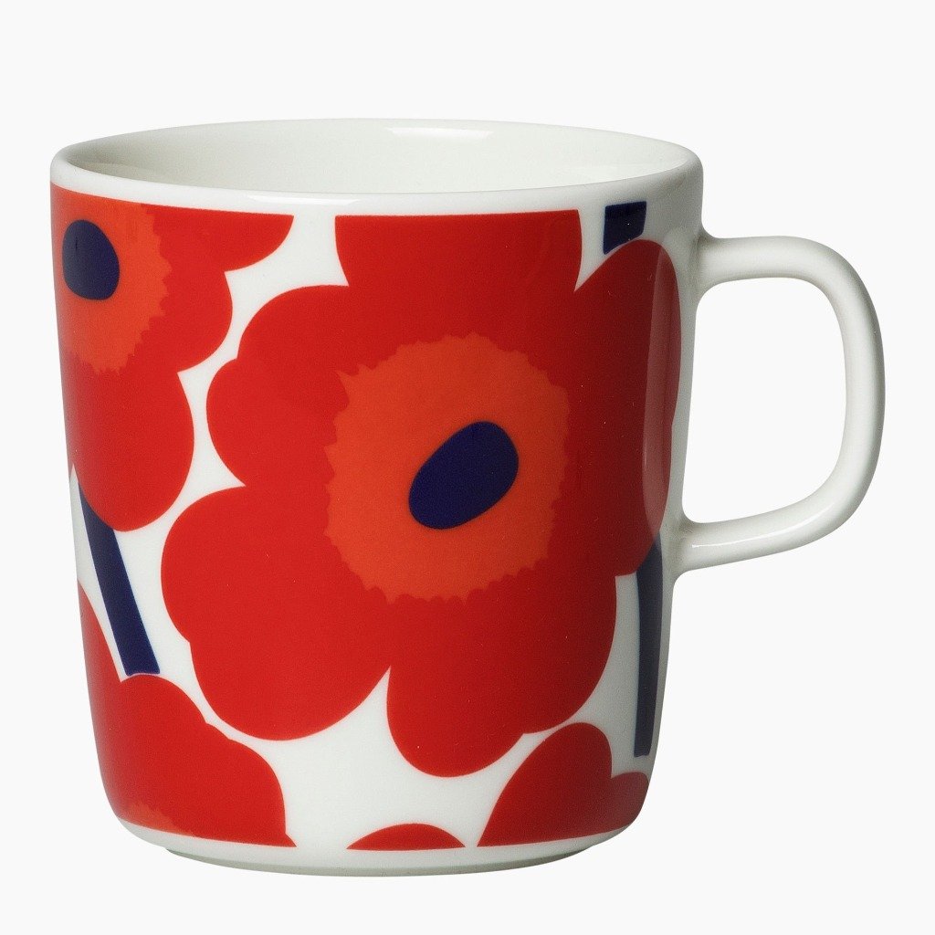 Marimekko Oiva Unikko Mug 4 dl, red & white — Aito Nordic