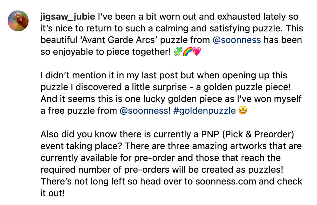 SOONNESS golden puzzle winner jigsawjubie