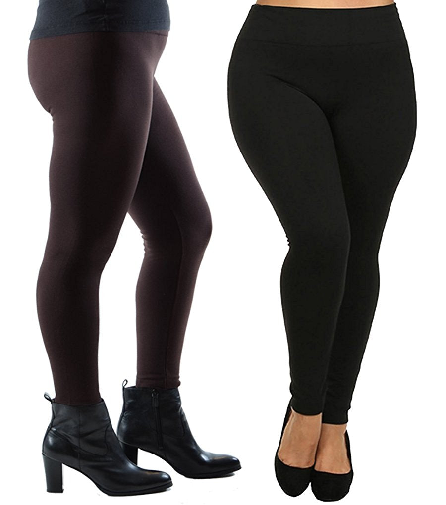 FULLSOFT 2 Pack Women's Plus Size Fleece Lined Leggings-Thermal High Waist  Stretchy 1X-4X Yoga Pants for Winter Workout