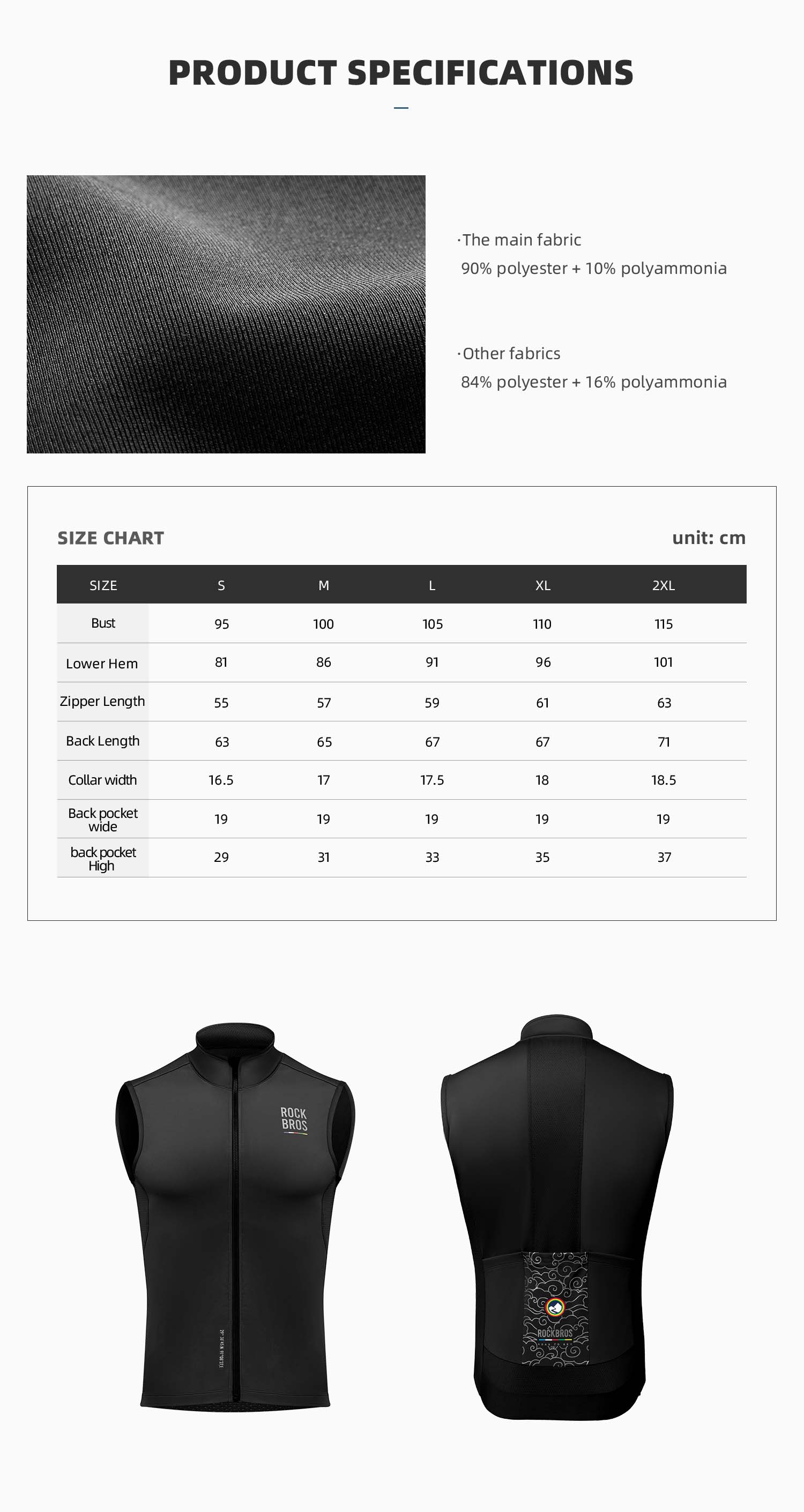 ROAD TO SKY Wind Proof Warm Vest Details