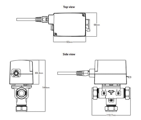 B322PF - 3 Port 22mm Mid Positio