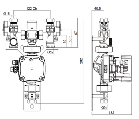 Inta Single Loop UFH Mixer Set with Thermal Shut-off - Small Area Pump Set