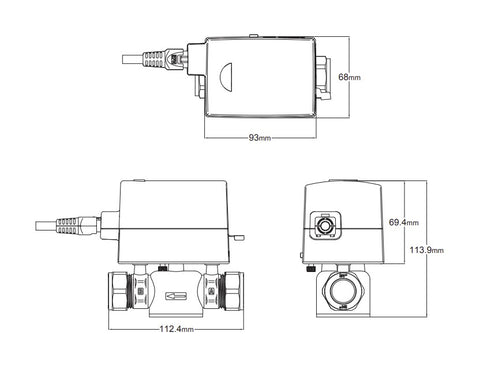 V222P - 2 Port 22mm Motorised Valve 4.6 kvs 1.0 bar