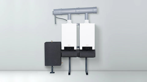 Cascade unit consisting of two Vitodens 200-W wall mounted gas condensing boilers