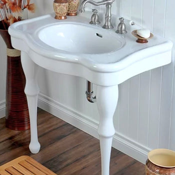 Kingston Brass Pedestal Bathroom Vanity Sink in Glossy Imperial White China Brand New