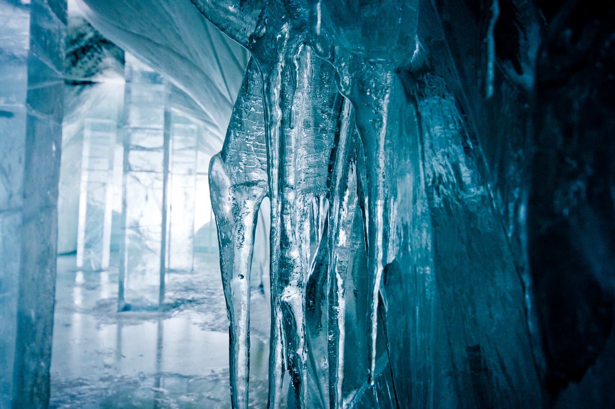 Ice Hotel melting into the snow