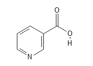 Den kemiske struktur af vitamin B3 (Niacin).