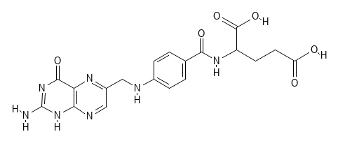 Den kemiske struktur af vitamin B9 (folsyre)