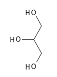 Den kemiske struktur af Glycerin, også kaldet glycerol.