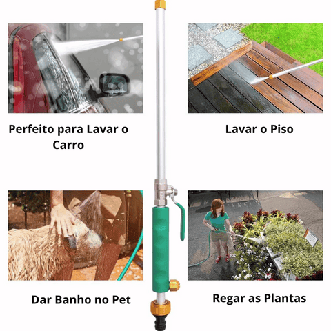 Esguicho de Mangueira com Haste Longa + Kit para Lavar Carro