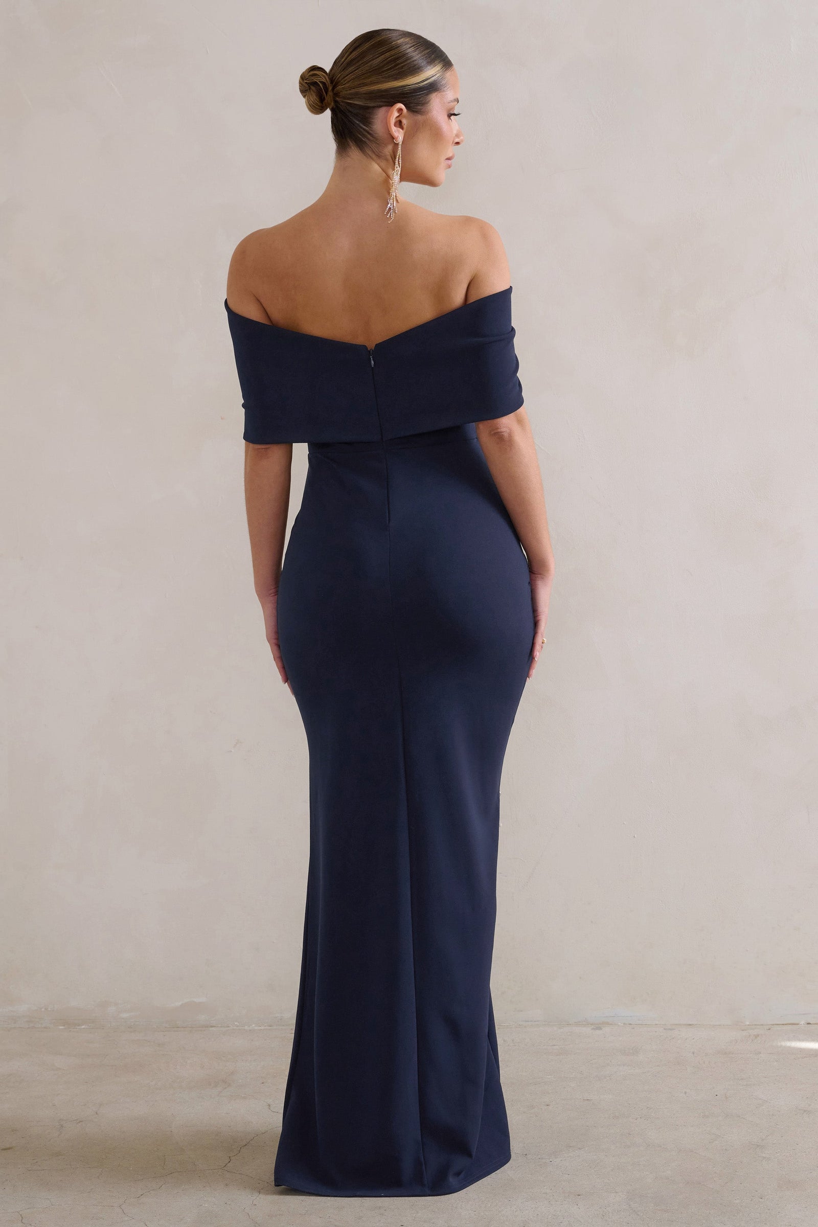 Lifetime Navy Satin Cowl Neck Maxi Dress With Cross Back Detail