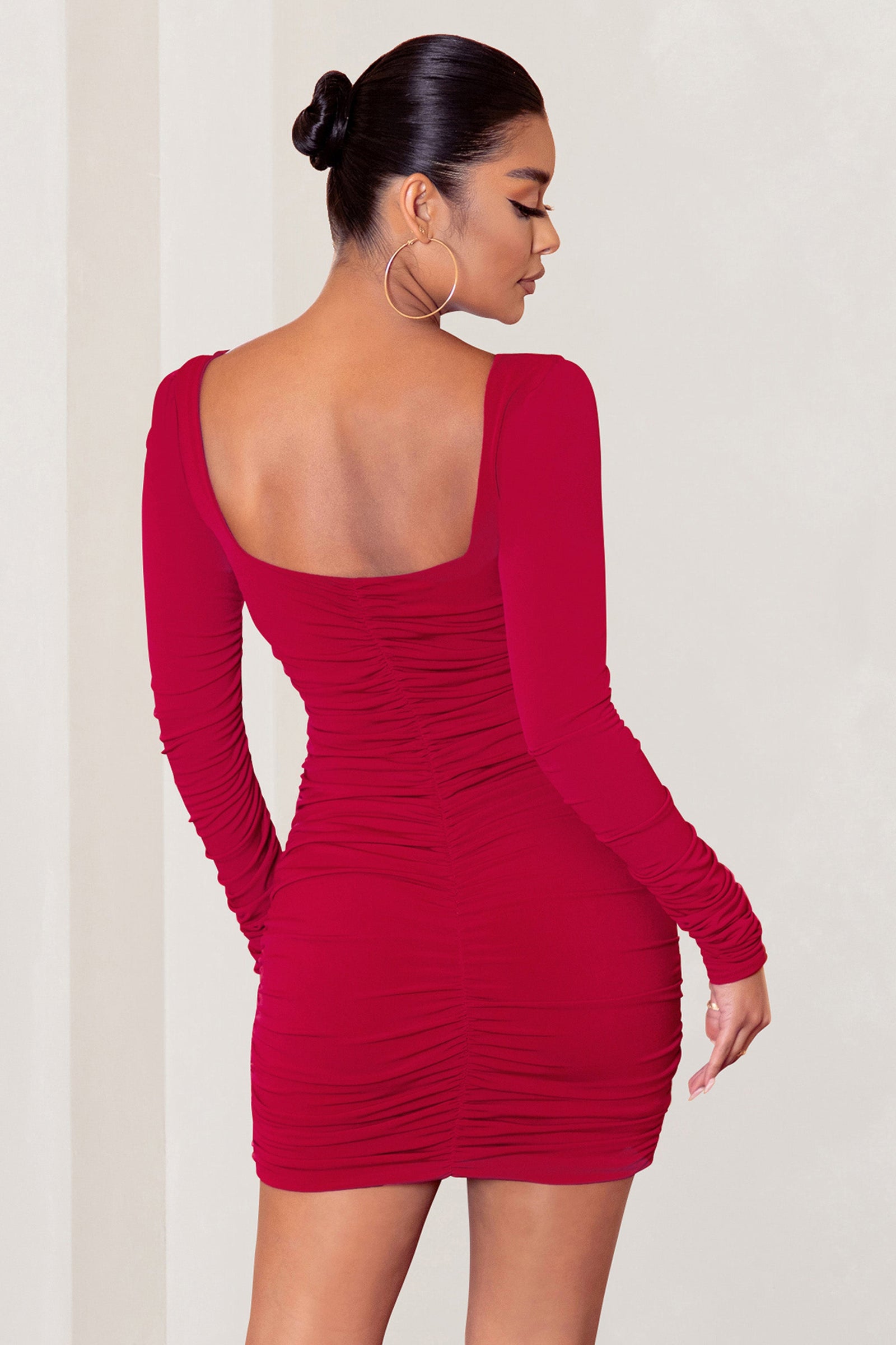 Shape Red Cut Out Back Bodycon Midi Dress
