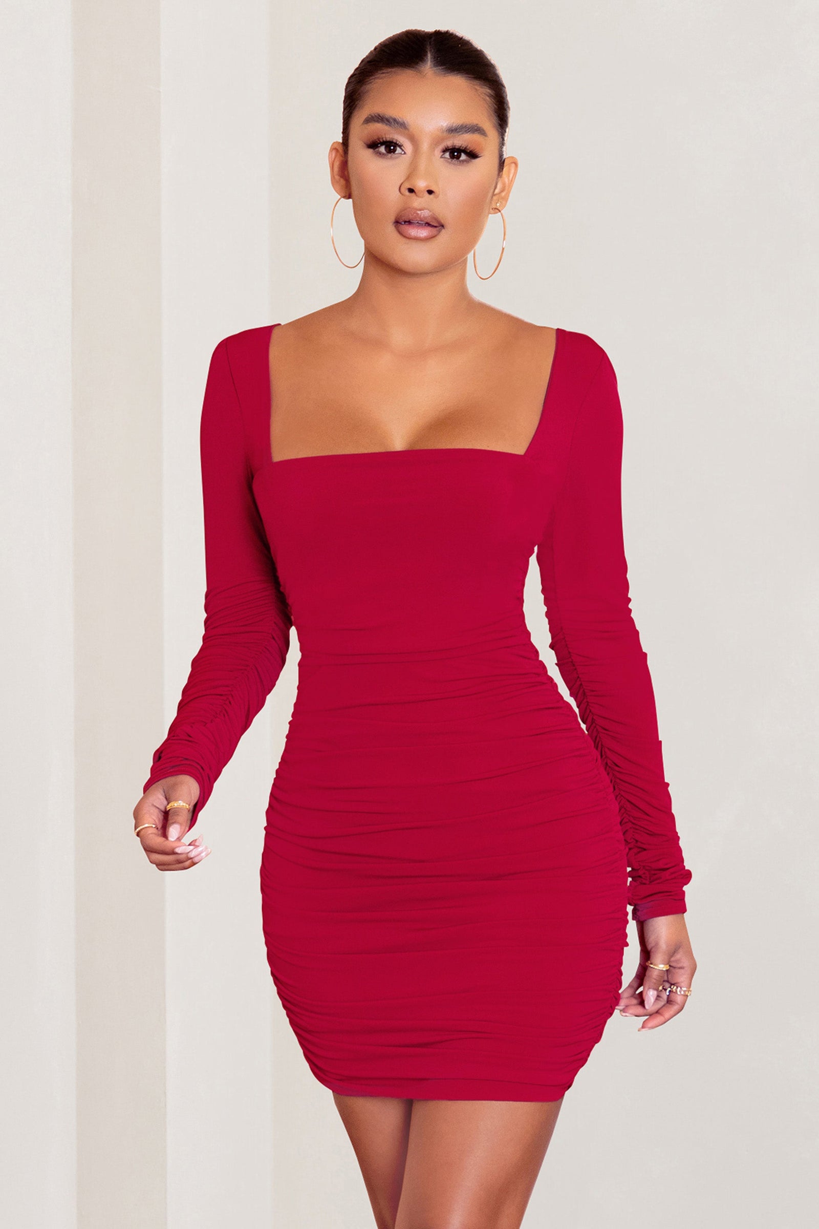 Shape Red Cut Out Back Bodycon Midi Dress