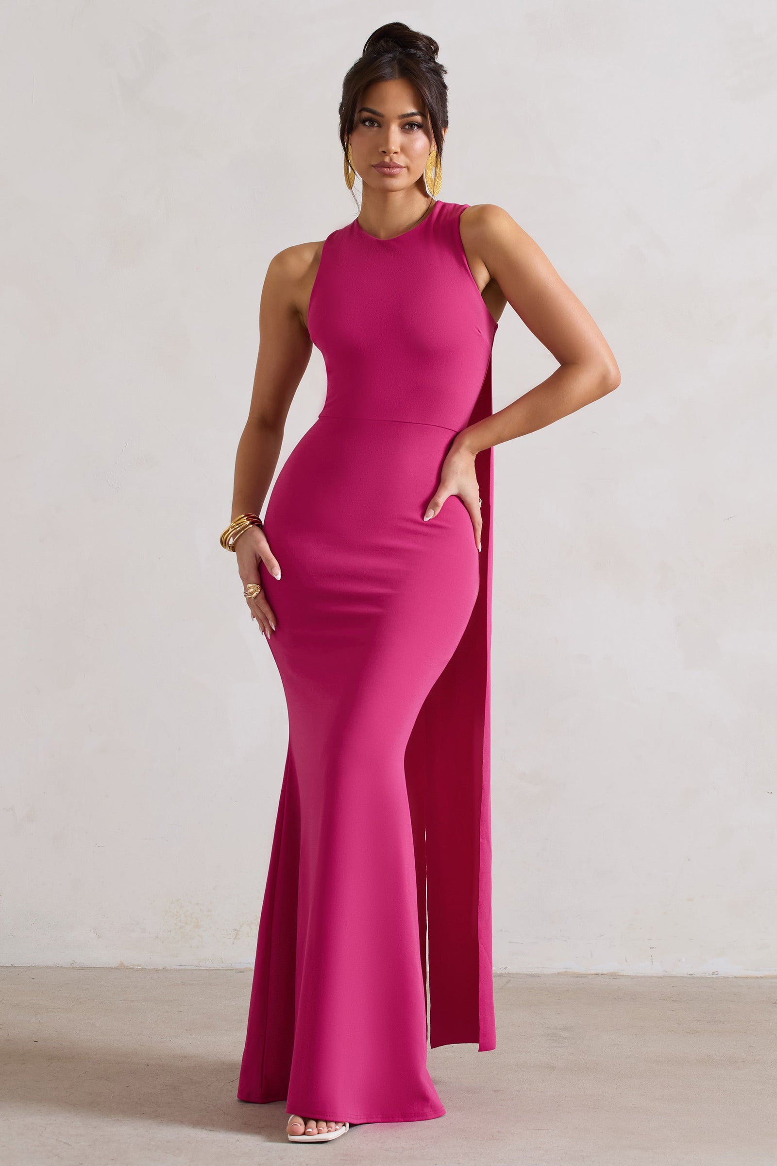 Shockwaves Fuchsia Pink Ruched Strappy Halter-Neck Mini Dress – Club L  London - USA