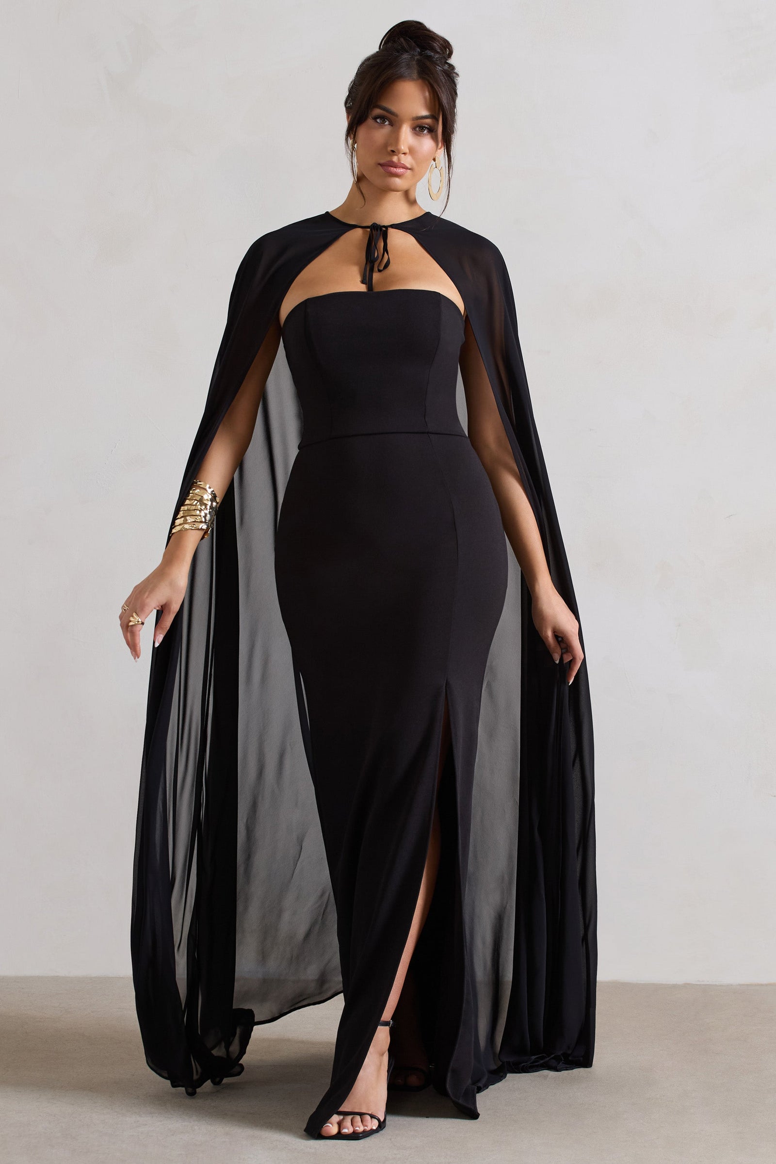 Embroidered Cape Gown - Limerickstore