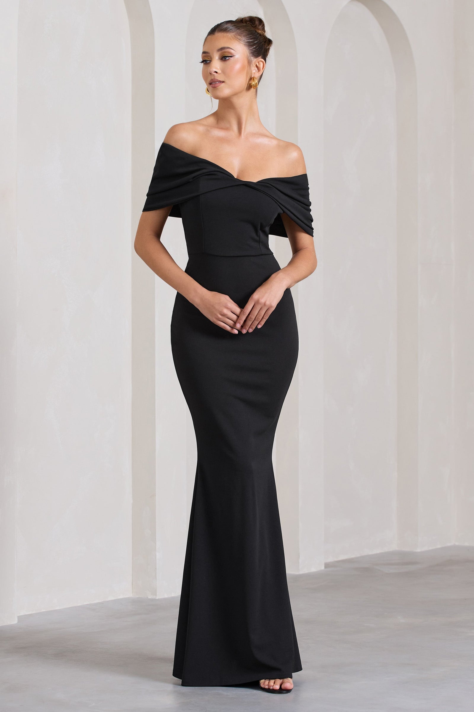Black Evening Gown with Mermaid Sweep Train – ALBINA DYLA