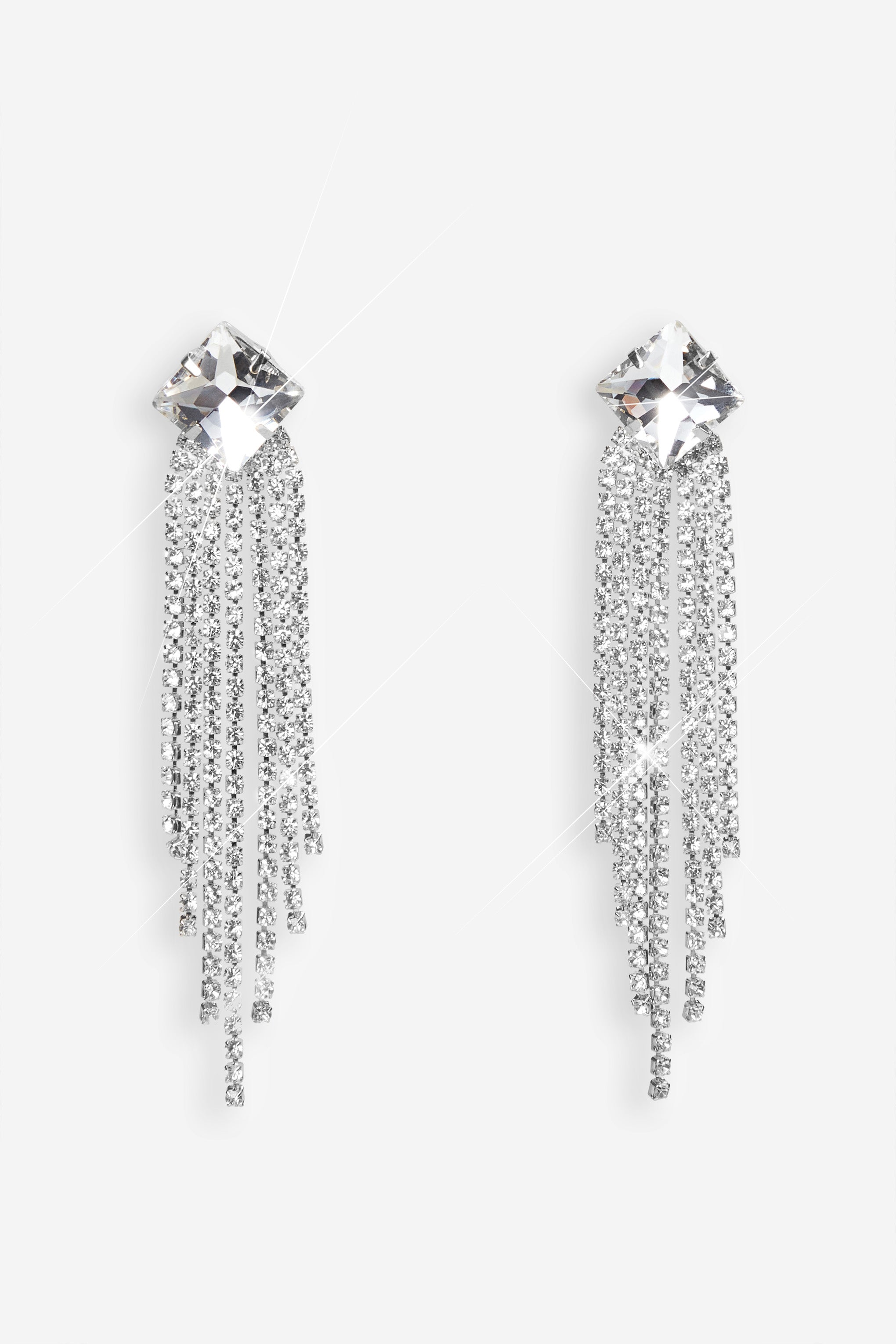 Danielle | Silver Diamante Tassel Drop Earrings