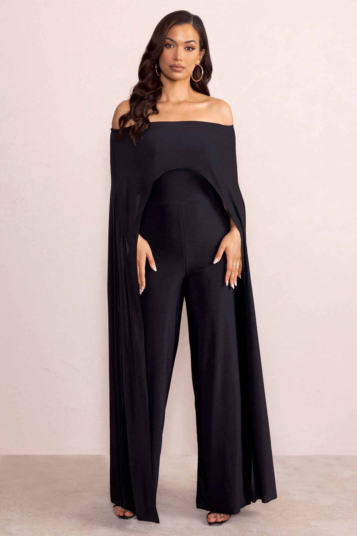 Marcy Black Halter-Neck Backless Wide-Leg Jumpsuit – Club L London