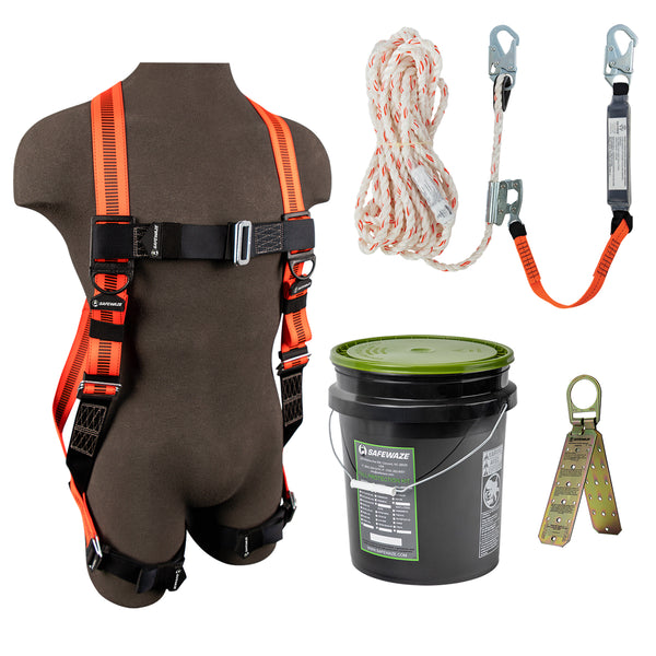 Roofing kit w/ mating-buckle legs on harness & 25' rope lifeline -  Continental Safety Equipment: People Protecting People!