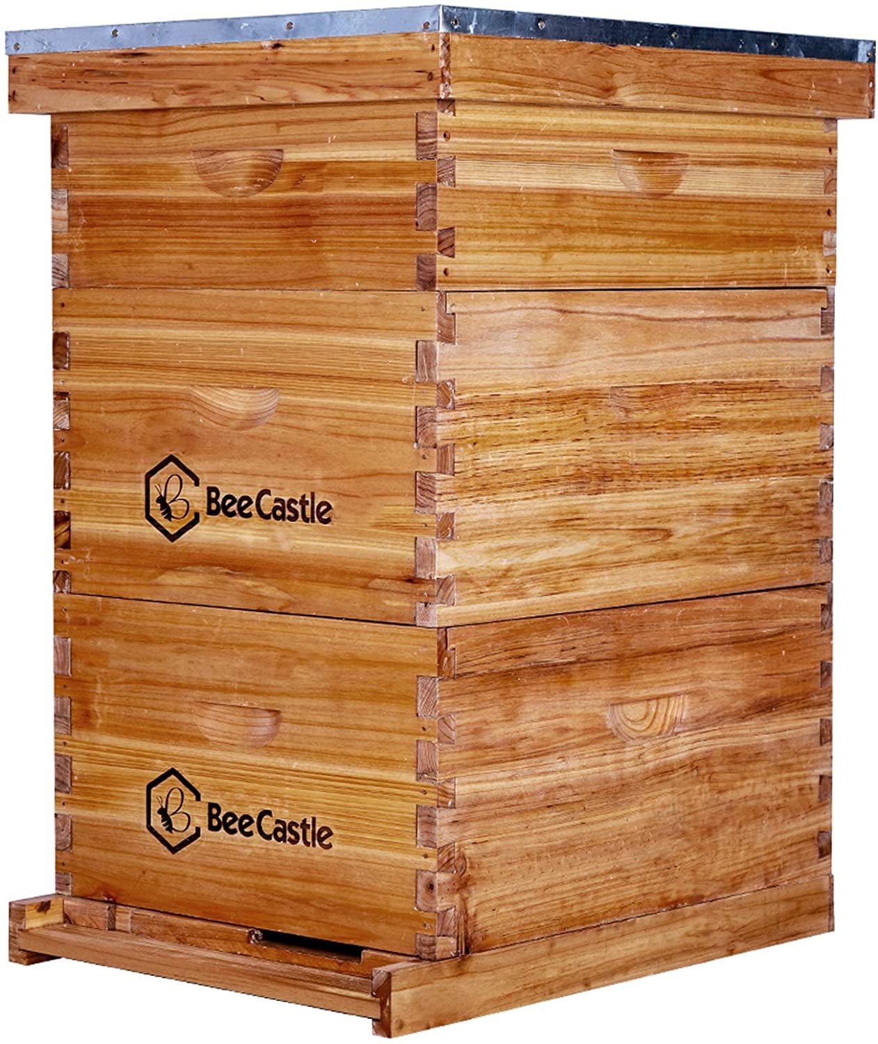 Bee Castle 8-Frame Beeswaxed Langstroth Beehive Kit ( 2 Deeps and 1 Medium ) with Frames and Foundations