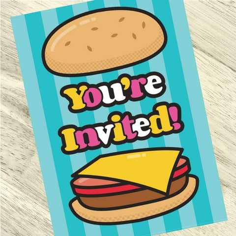 Hamburger invitations at Birthday Direct